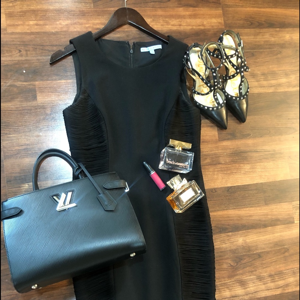Antonio Melani black fringe sleeveless midi dress